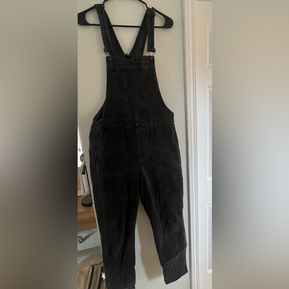 Madewell black overalls with zip side